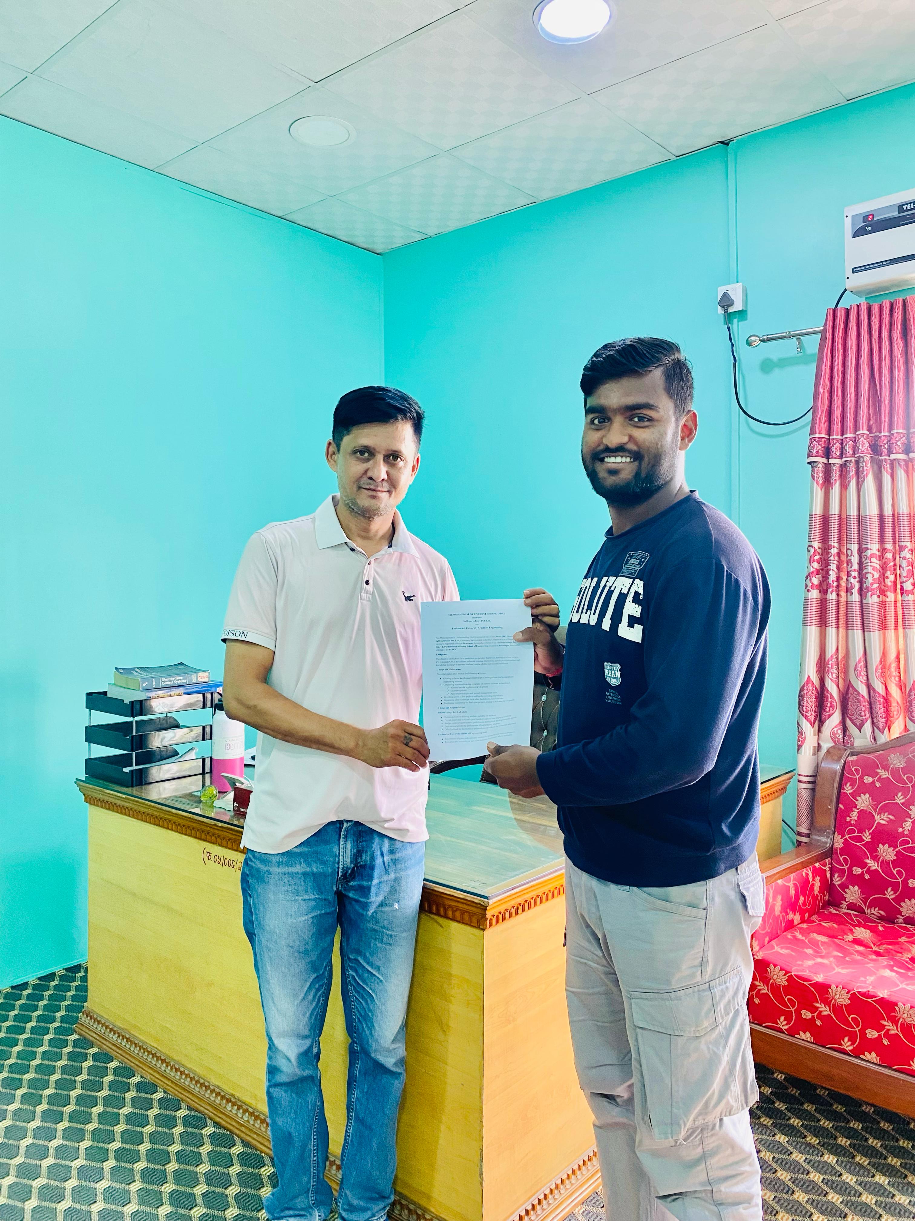 MoU between Purbanchal University School Of Engineering (PUSOE) and Saffron Infosys Pvt. Ltd.